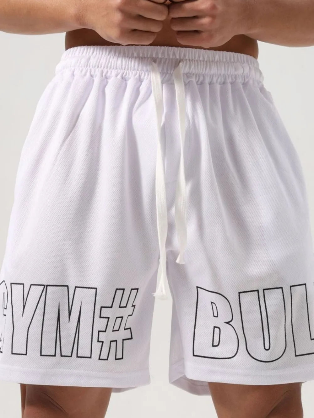 Shorts à cordon pour hommes grande taille avec lettres