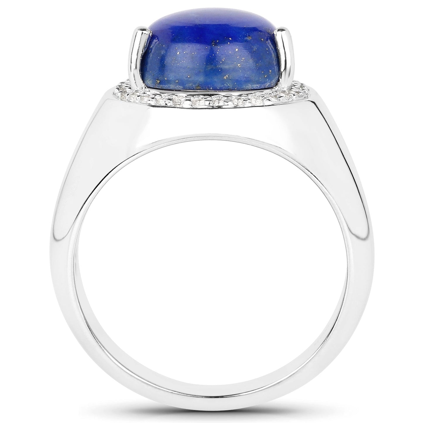 Anillo de Compromiso de Plata Esterlina con Lápiz Lazuli y Circonitas Blancas de 5.52 Quilates