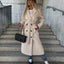 Double-Breasted Lapel Split Jacket with Belt for Women