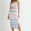 Vibrant Multi Color Striped Cutout Knit Midi Dress
