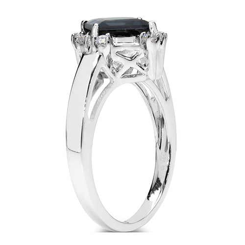 Bague en argent sterling avec topaze bleue de Londres et topaze blanche de 1,99 carat