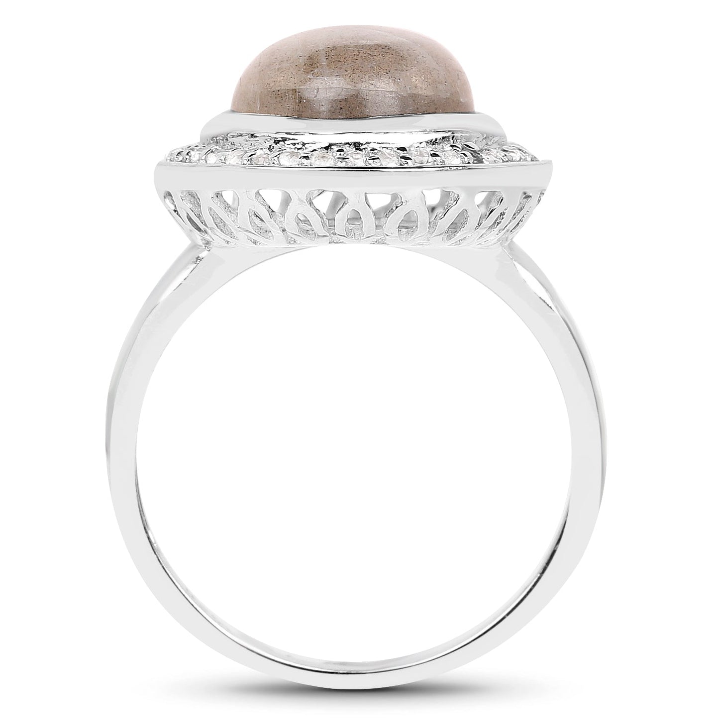 5.43 Carat Genuine Labradorite & White Topaz Sterling Silver Ring