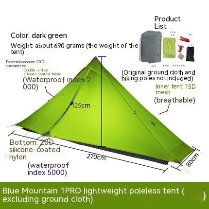 Tente de camping sans tige imperméable