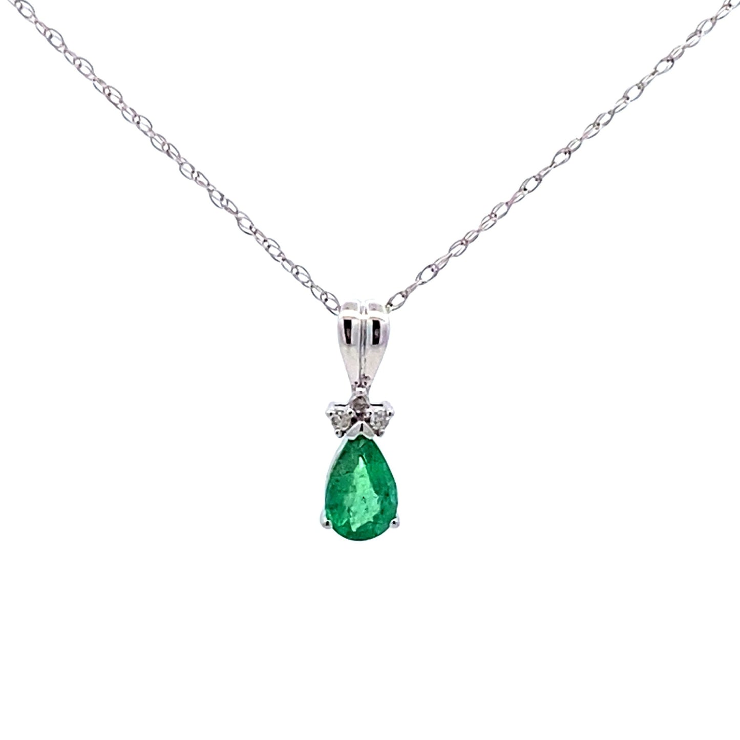 .29ct Colgante de Esmeralda y Diamante en Oro Blanco de 10KT