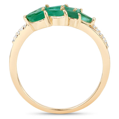 0.68 Carat Zambian Emerald & Diamond 14K Yellow Gold Engagement Ring