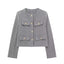 Veste Croppée Chic Décorée de Poches