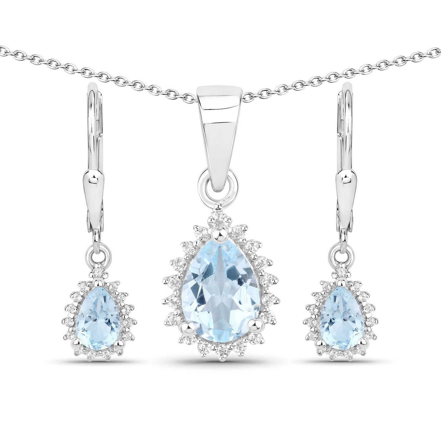 Ensemble de bijoux en topaze bleue et topaze blanche de 2,00 carats