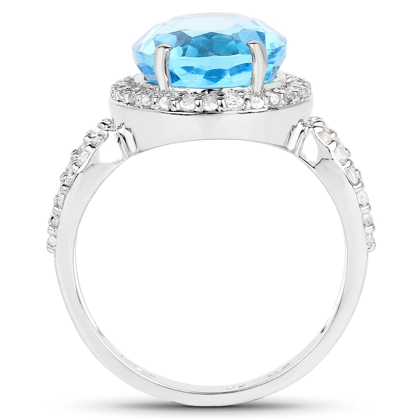 6.03 Carat Swiss Blue Topaz & White Topaz Sterling Silver Ring
