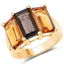 Anillo de Cuarzo Ahumado y Citrino de 8.14 Quilates Baño de Oro Amarillo de 14K