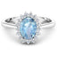 Bague de fiançailles en or blanc 14K avec aquamarine et diamants de 1,62 carat