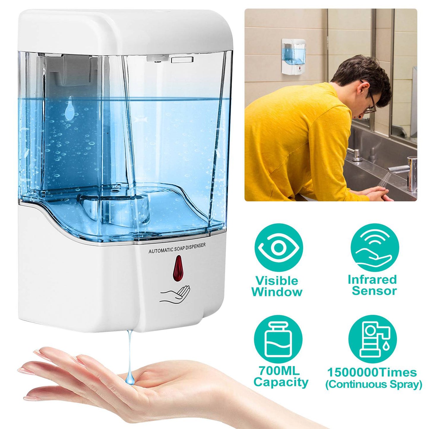 Automatic Wall-Mounted Soap Dispenser - 700ML Capacity