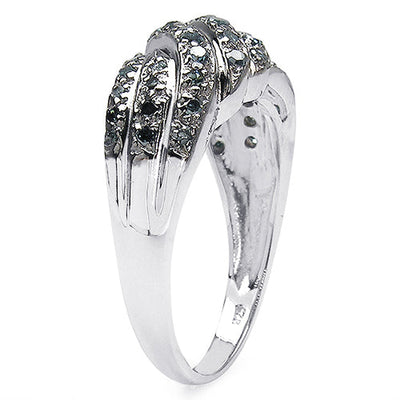 Bague de fiançailles en argent sterling avec diamant bleu véritable de 0,36 carat