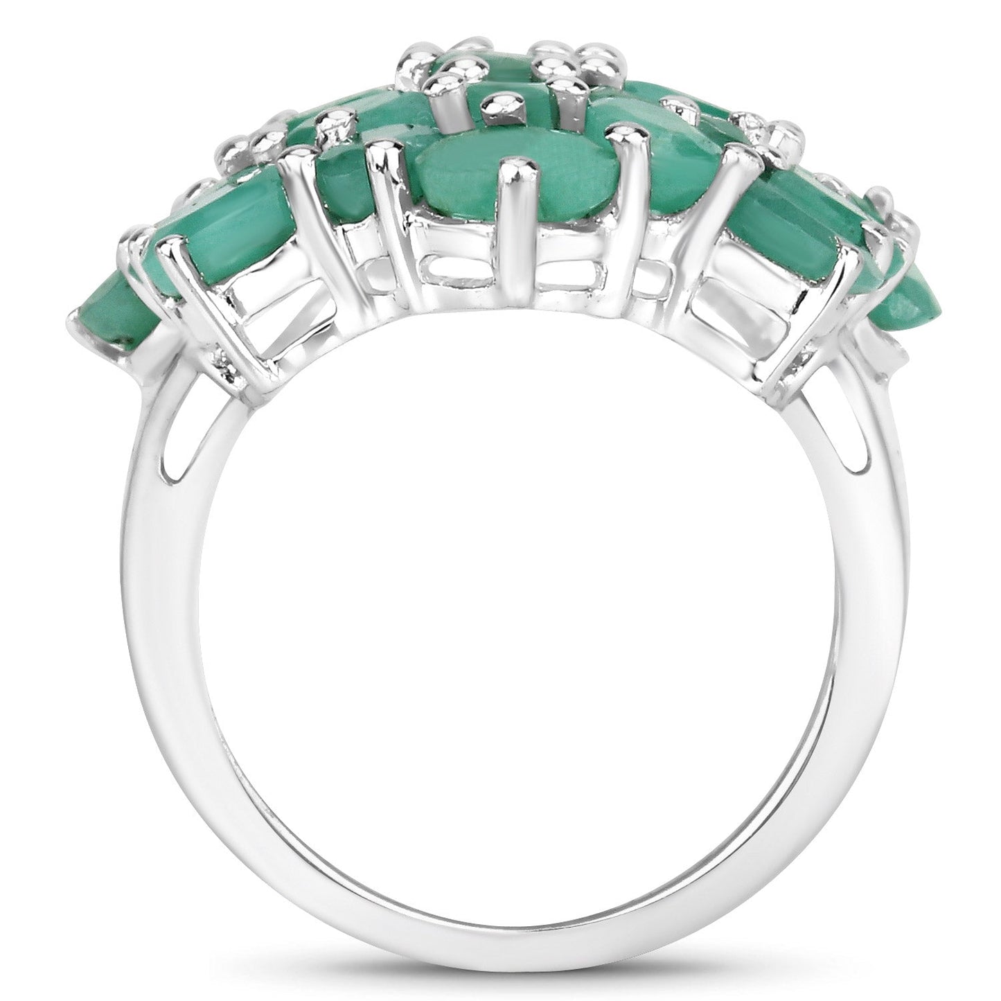 Bague de fiançailles en argent sterling .925 avec émeraude véritable de 5,88 carats