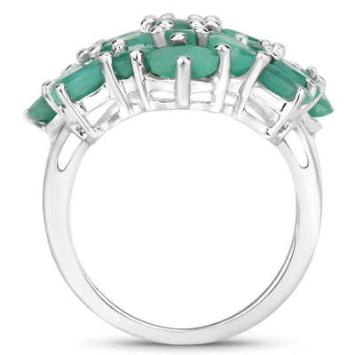 5.88 Carat Genuine Emerald .925 Sterling Silver Engagement Ring