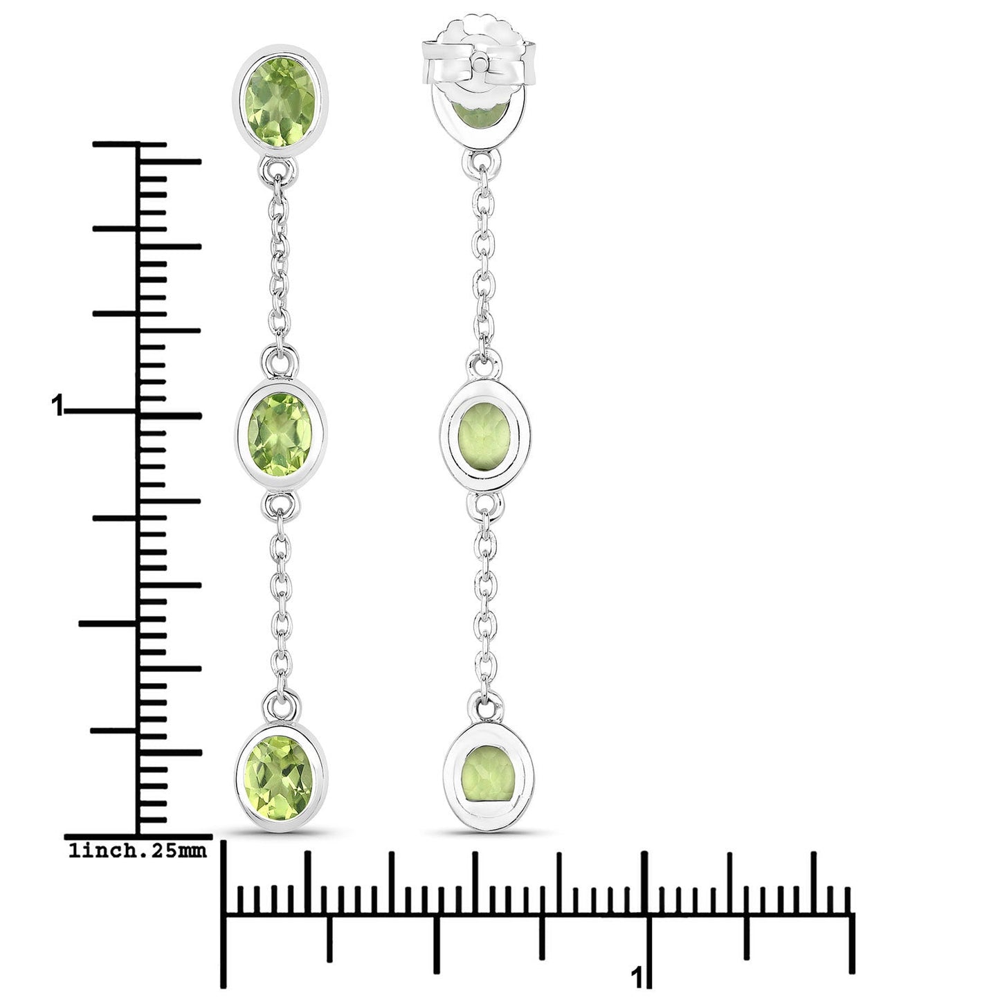 Pendientes de Peridoto Genuino de 2.10 Quilates en Plata Esterlina .925
