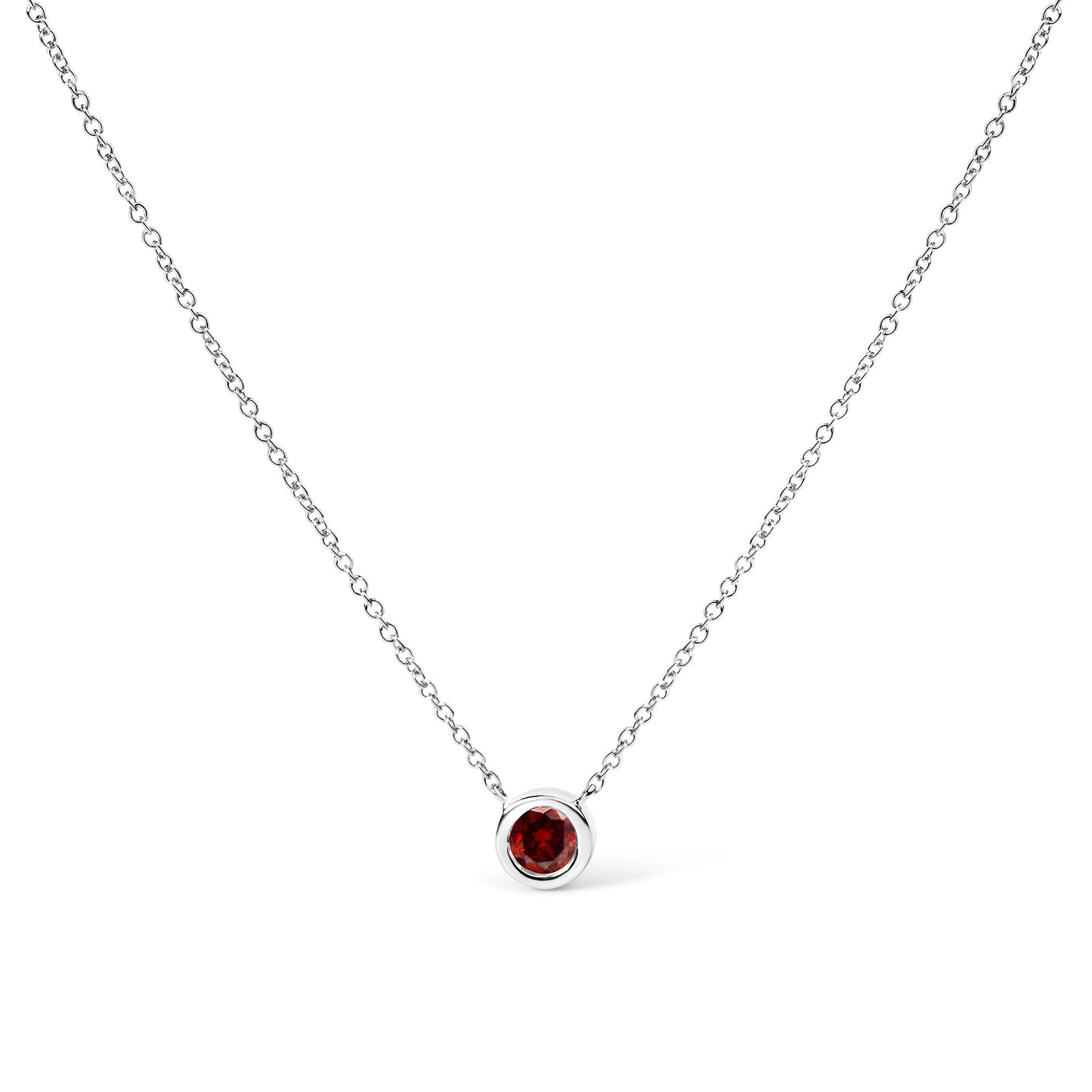 Collar con colgante de diamante rojo cultivado en laboratorio de oro blanco de 14 quilates