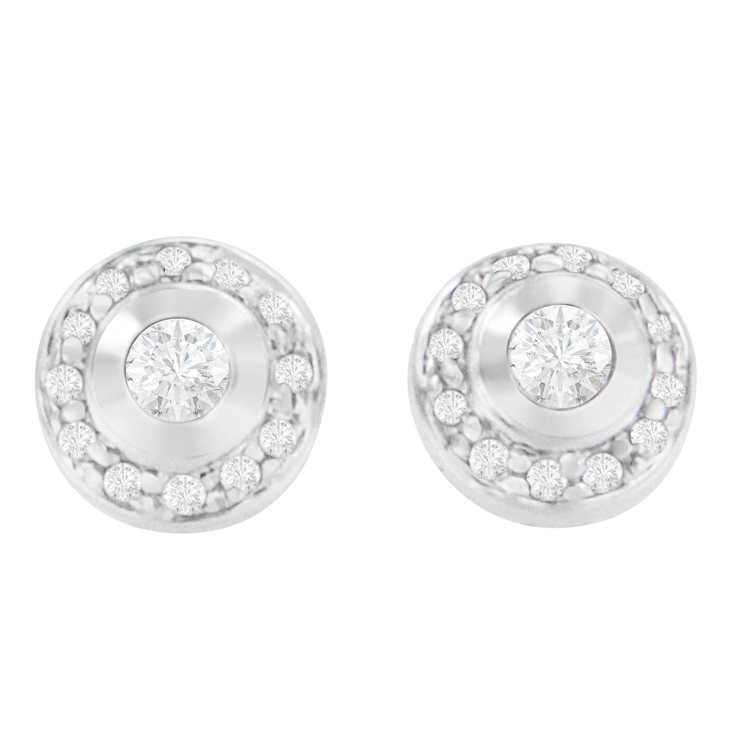Pendientes de diamante corte redondo de oro blanco de 14K