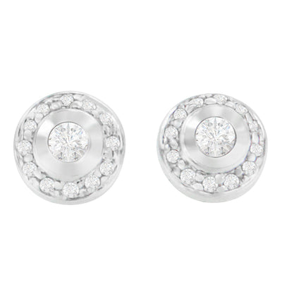 Pendientes de diamante corte redondo de oro blanco de 14K