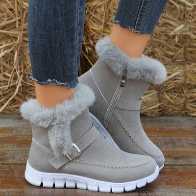 Botas de Tobillo de Pana Elegantes con Diseño de Hebilla para Mujeres