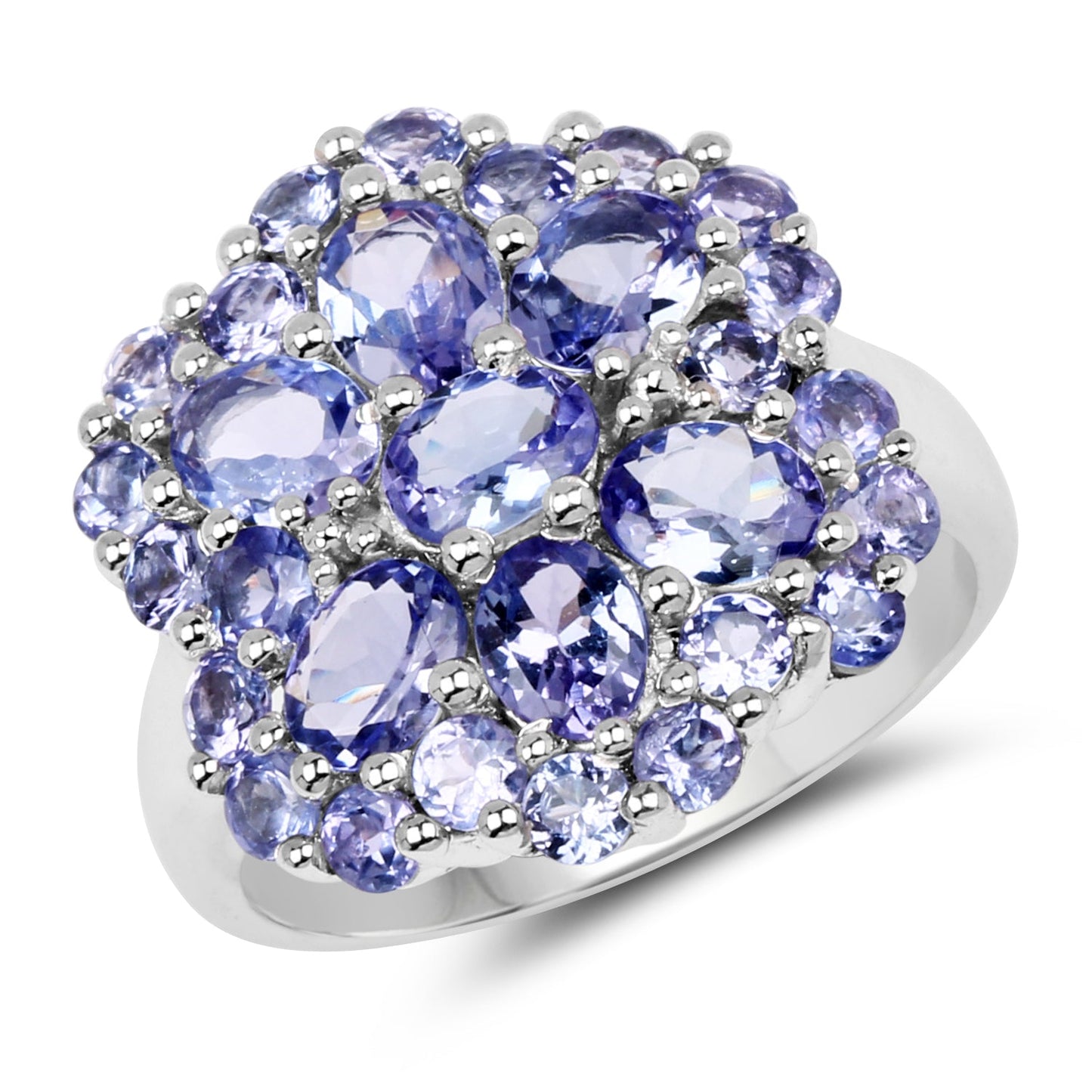 Anillo de Compromiso de Plata Esterlina con Tanzanita Genuina de 3.91 Quilates