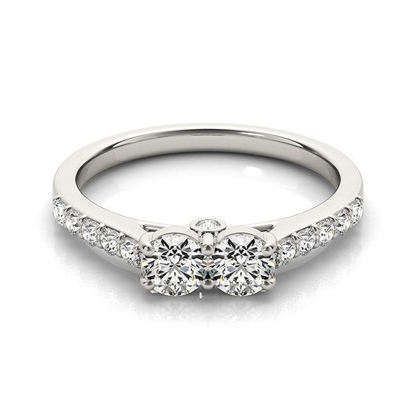 14k White Gold Round Two Stone Diamond Ring