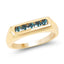 14K Yellow Gold Plated Blue Diamond Sterling Silver Engagement Ring
