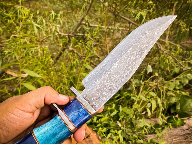 Custom 14-Inch Damascus Steel Bowie Knife with Colored Bone Handle & Leather Sheath | KBS Knives - Korvel