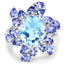 6.52 Carat Blue Topaz & Tanzanite Sterling Silver Engagement Ring