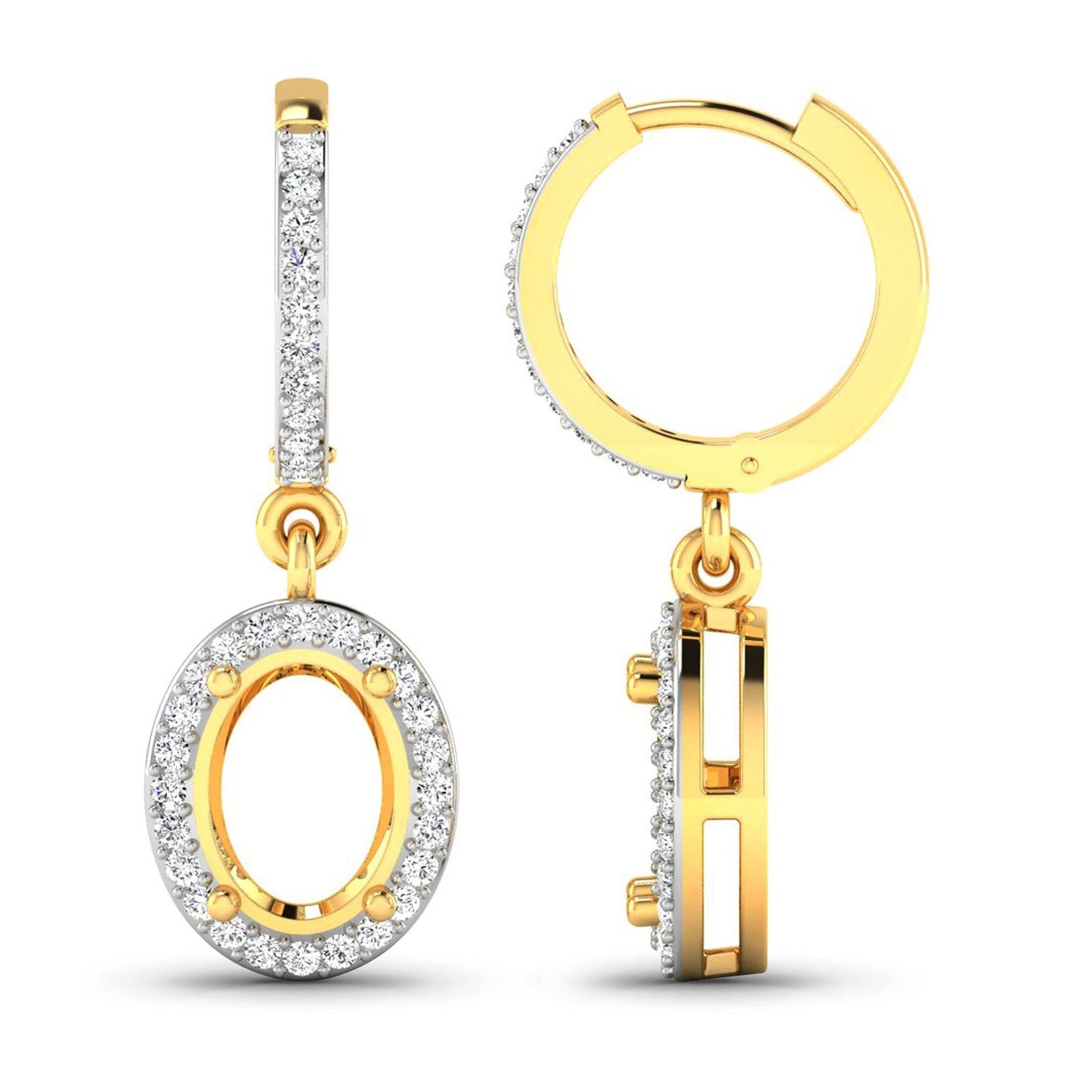 Boucles d'oreilles Halo en or jaune 14K avec 0,32 carat de diamants véritables