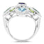 5.13 Carat Genuine Amethyst, Blue Topaz & Peridot Sterling Silver Ring