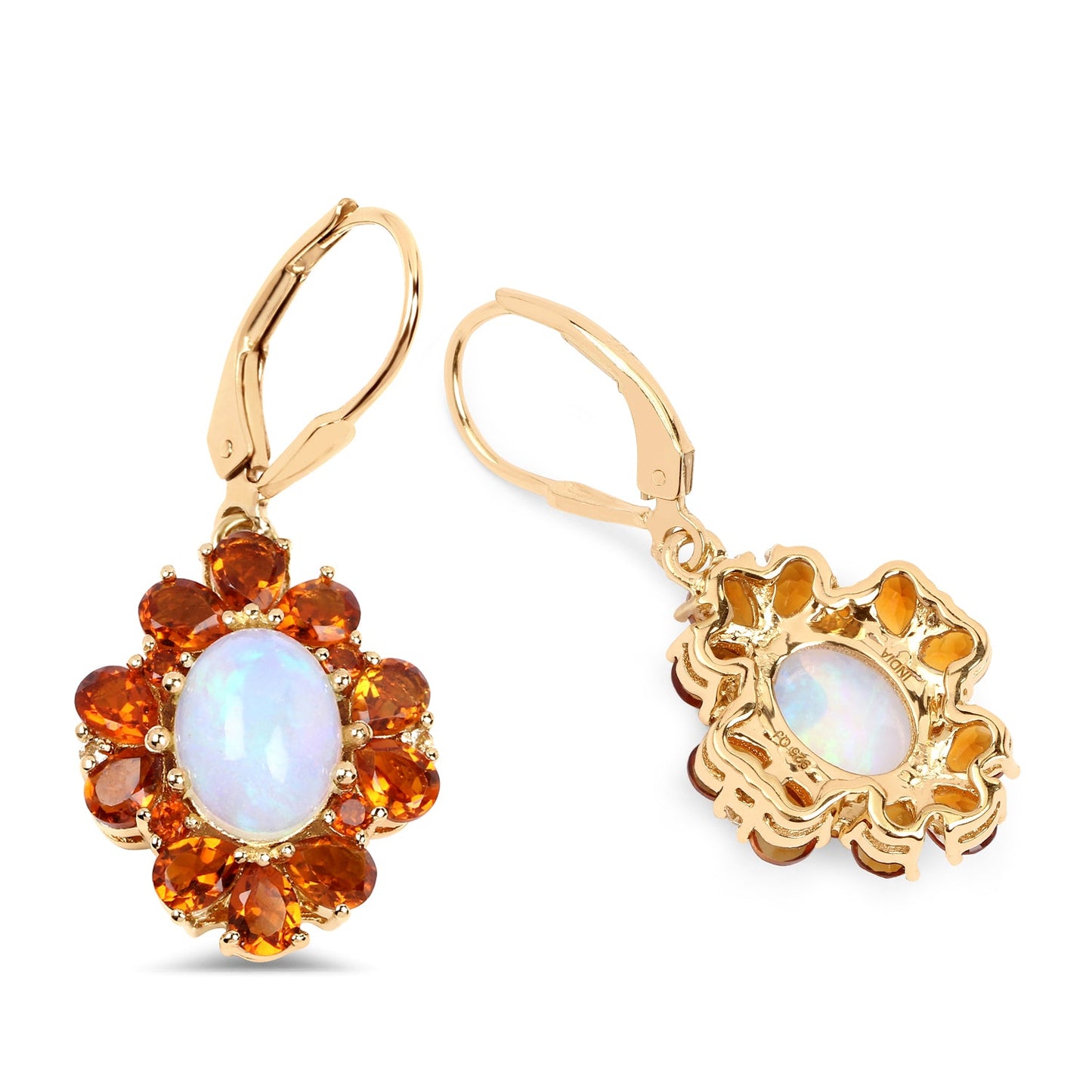 Pendientes de Ópalo Etíope y Citrino Baño de Oro Amarillo de 14K
