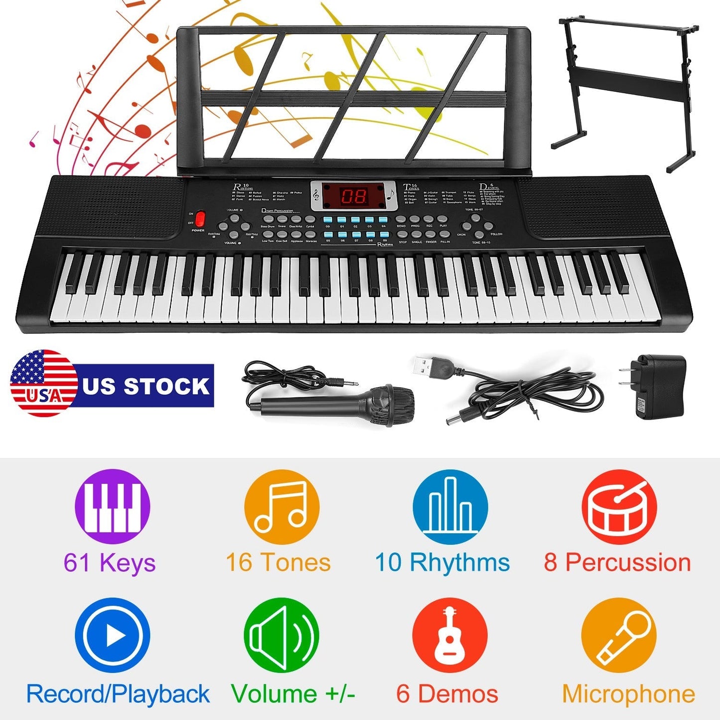 Clavier électronique numérique GBruno 61 touches