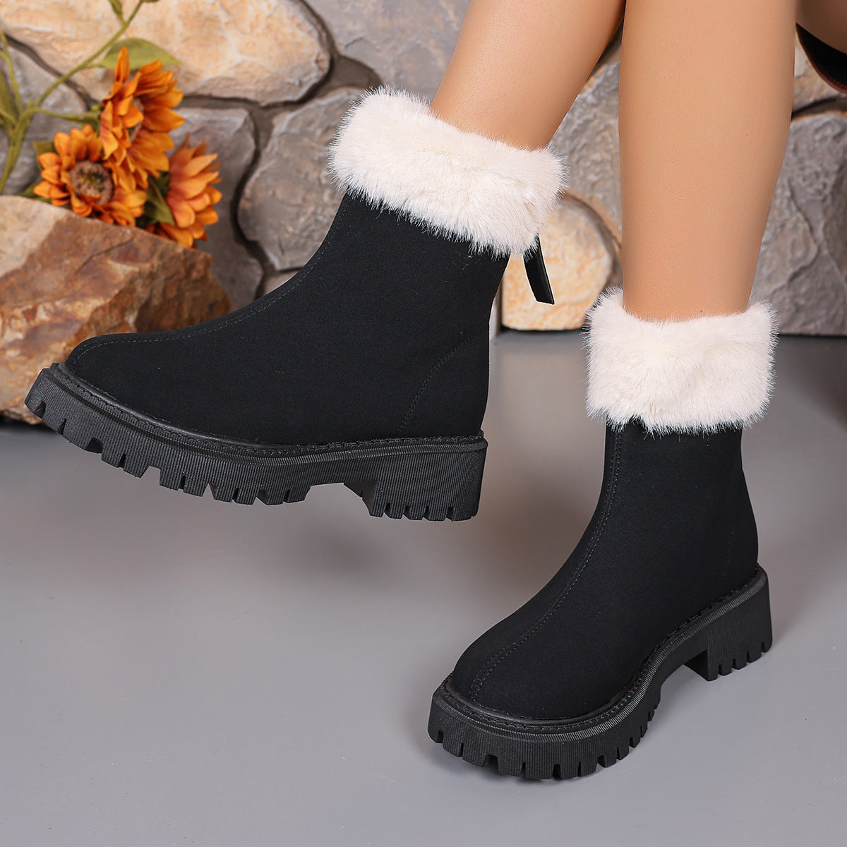 Bottes d'hiver premium à talon carré pour femmes