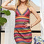 Vestido Mini de Cuello en V a Rayas Contrastantes - Esencial Elegante de Verano