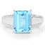 Anillo de Topacio Azul Suizo y Topacio Blanco de 5.78 Quilates en Plata de Ley