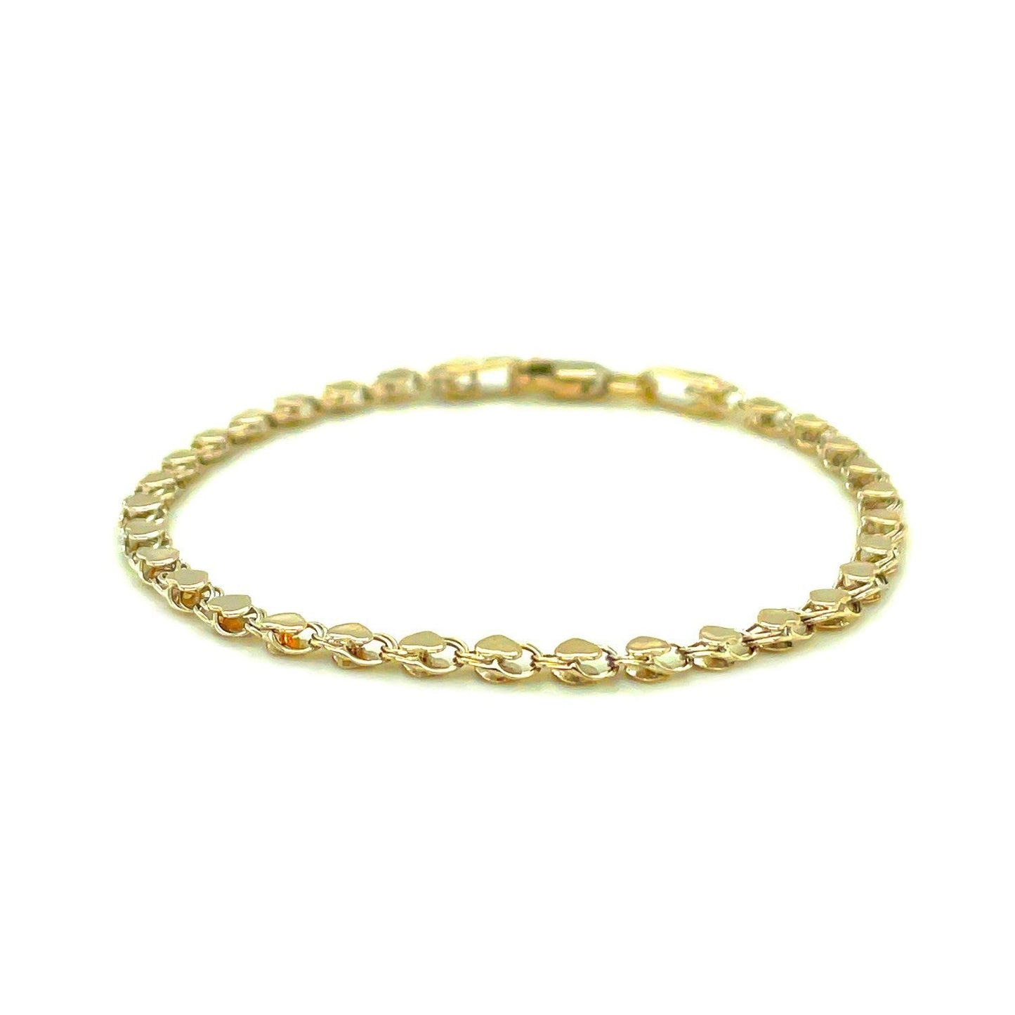 Tobillera de Corazón de Oro Amarillo de 14k - Diseño Ajustable de 2.9mm