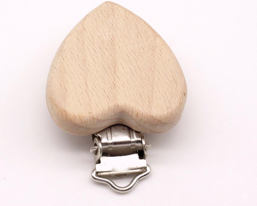 Premium Beech Wood Pacifier Clip - Cute Elephant & Heart Design