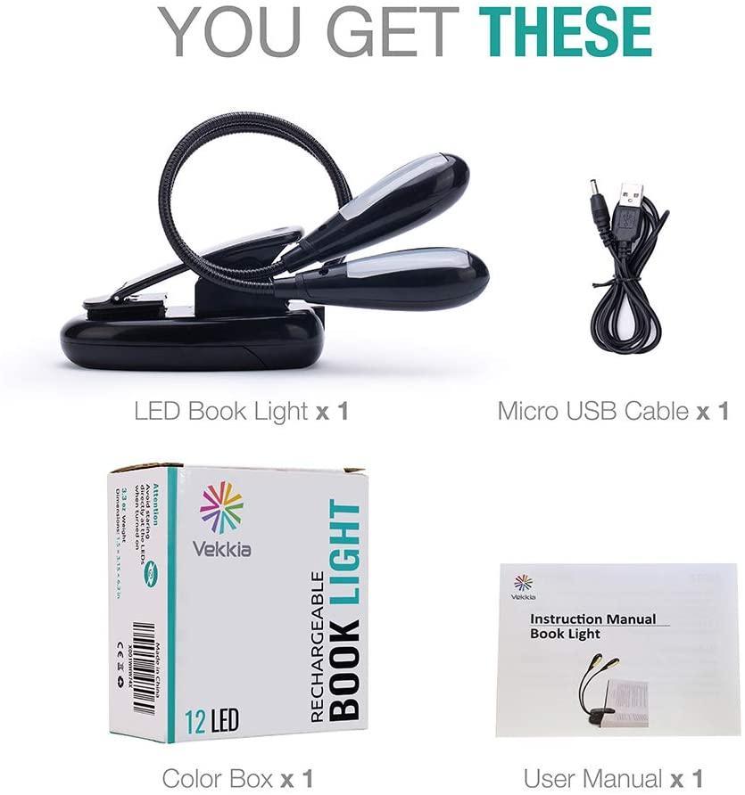 Versatile Dual Gooseneck LED Clip Lamp for Reading & Music Stand - Korvel