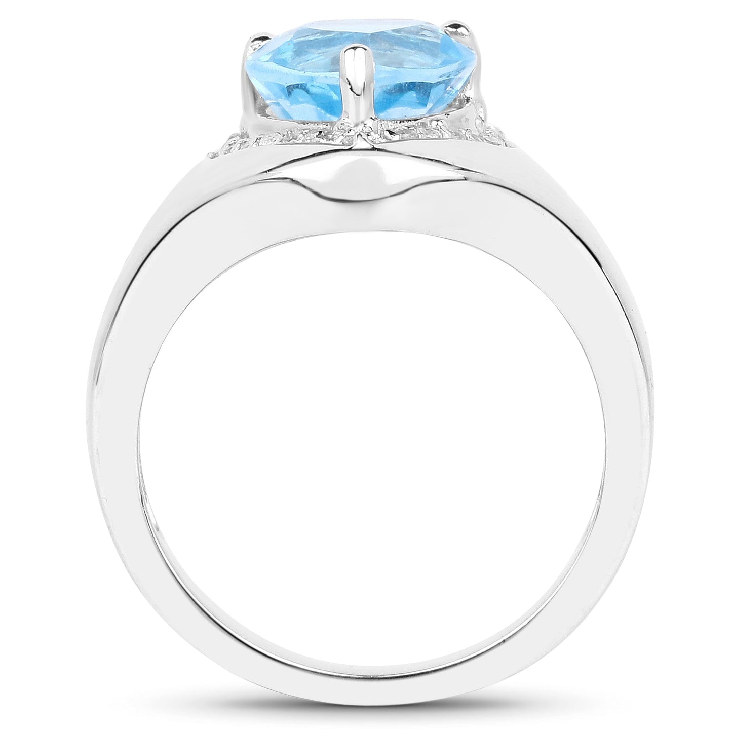 Bague en argent sterling avec topaze bleue suisse et topaze blanche de 2,23 carats