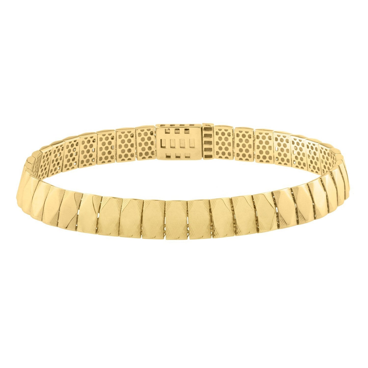 Bracelet en or jaune 14 carats en forme de carreaux en diamant