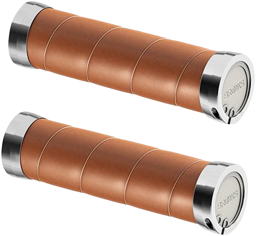 Poignées en cuir Slender Brooks - Miel 130mm