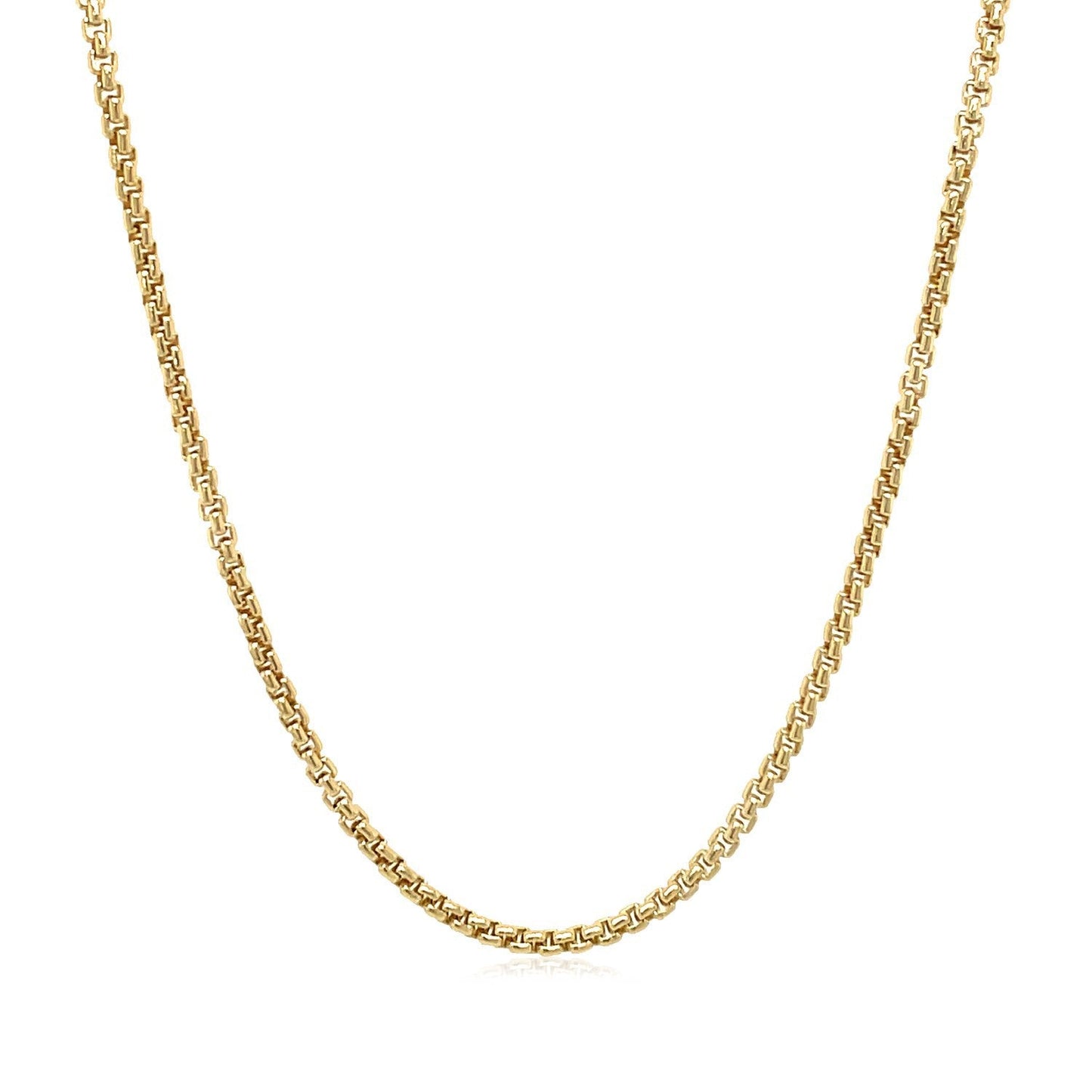 Cadena de Caja Redonda Sólida de Oro Amarillo de 14k - 1.6 mm