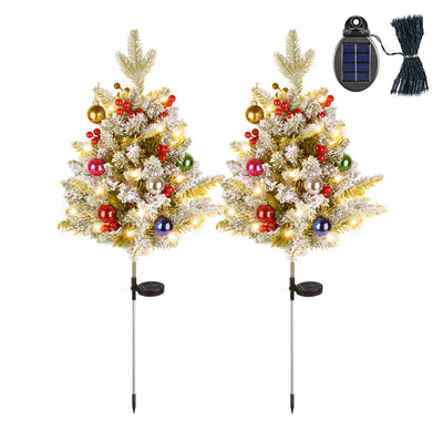 Remplisseur de Urne de Sapin de Noël Éclairé Solaire - 2 Pcs