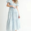 Elegant Eyelet Lace Puff Sleeve Midi Dress for Women