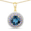 Colgante de 5.10 quilates de genuino topacio azul de Londres y tanzanita