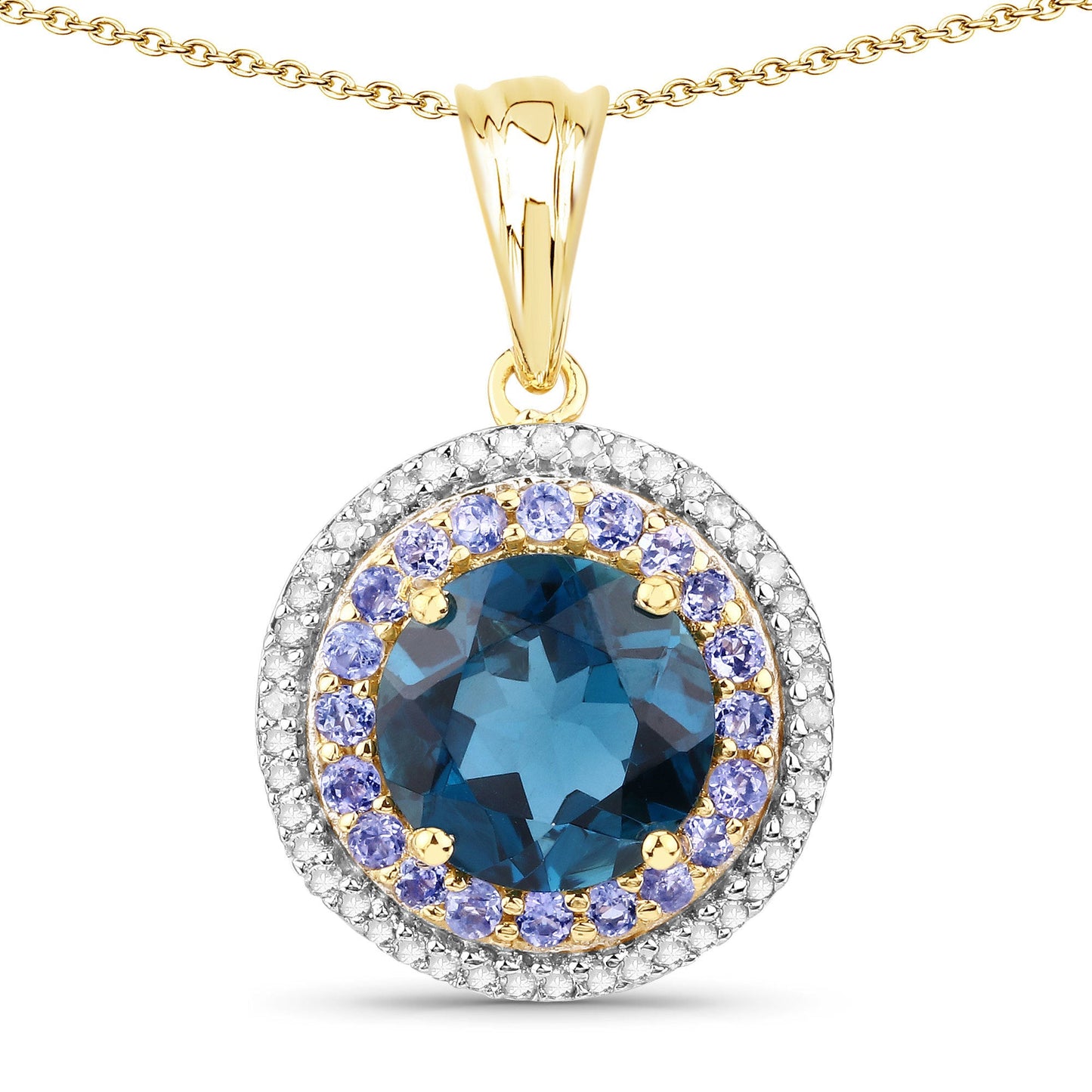 Colgante de 5.10 quilates de genuino topacio azul de Londres y tanzanita