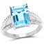 Anillo de Topacio Azul Suizo y Topacio Blanco de 5.78 Quilates en Plata de Ley