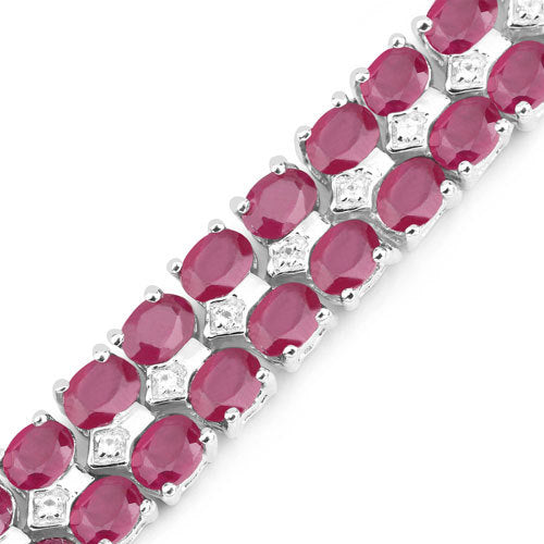 20.03 Carat Ruby and White Topaz Sterling Silver Bracelet
