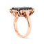 Anillo de cóctel de ónice negro y diamantes con halo en oro rosa de 14K - Talla 7