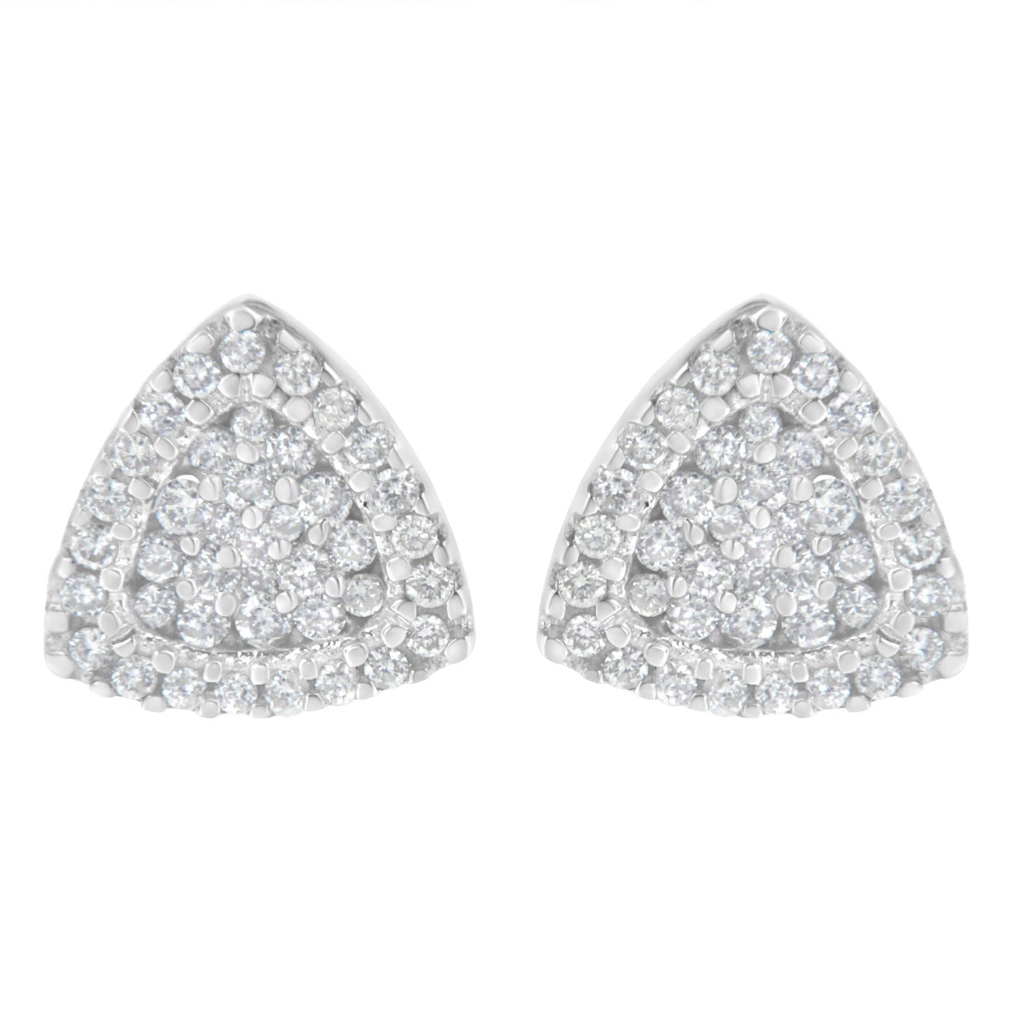 14K White Gold Trillion Shaped Diamond Stud Earrings